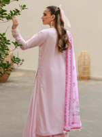 Zellbury Chikankari Embroidered 3-Piece Unstitched Cotton Suit Pink - Image 7