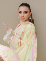 Zellbury Chikankari Embroidered 3-PieceUnstitched Cotton Suit Lemon - Image 7