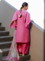 Zellbury Chikankari Embroidered 3-PieceUnstitched Cotton Suit  Pink - Image 7