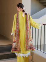Zellbury Chikankari Embroidered 3Pc Unstitched Cotton Suit Lime - Image 2