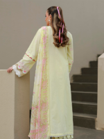 Zellbury Chikankari Embroidered 3-PieceUnstitched Cotton Suit Lemon - Image 8