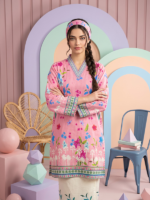 Cocoon Basic Chapter 3 Unstithed 2piece Printed Lawn cord set Pink
