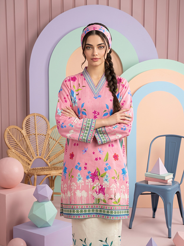 01 Cocoon Basic Chapter 3 Unstithed 2piece Printed Lawn cord set Pink