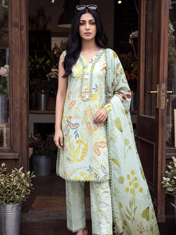 Al Zohaib COCO CORDS Digital Printed Unstitched Lawn Collection Mint Green