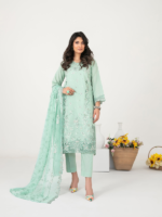 Tawakkal Fabrics(Rubai)3Piece Unstitched Embroidere Slub Lawn D-3828