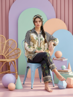 RegaliaTextiles Coccon Basic Unstitched 2Pc Printed Lawn Cream Black - Image 2