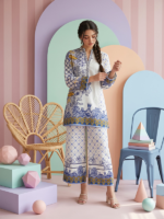 Cocoon Basic Chapter 3 Unstithed 2piece Printed Lawn cord set Blue & White