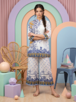 RegaliaTextile Coccon Basic Unstitched 2Pc Printed Lawn Blue & White - Image 3