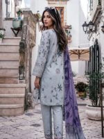 AlZohaib COCO CORDS 3Piece Printed Unstitched Lawn Suit Grey - Image 3