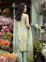 AlZohaib COCO CORDS 3Piece Printed Unstitched Lawn Suit Mint Green - Image 3