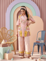 Cocoon Basic Chapter 3 Unstithed 2piece Printed Lawn cord set Peach