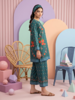 RegaliaTextiles Coccon Basic Unstitched 2Pc Printed Lawn Teal Green - Image 4