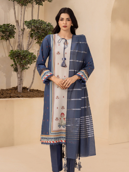 Zellbury 3-Piece Unstitched Printed Lawn Suit Adratic Blue