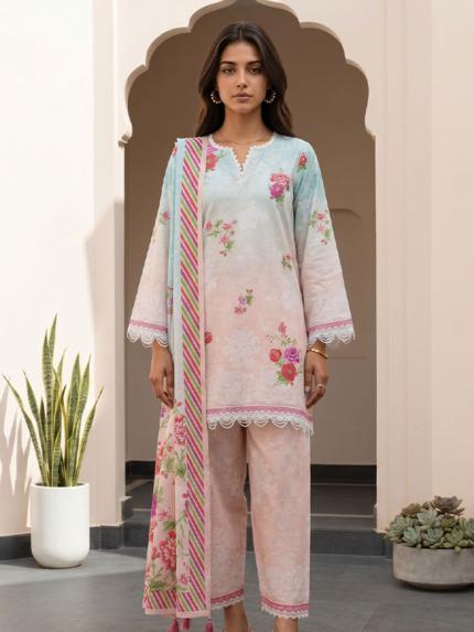 Zellbury 3-Piece Unstitched Printed Lawn Suit Lilac