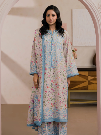 Zellbury 3-Piece Unstitched Printed Lawn Suit Beige