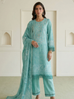 Zellbury 3-Piece Unstitched Printed Lawn Suit Mint Green