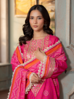 Zellbury 3-Piece Unstitched Embroidered Lawn Dark Pink WUS26E30502 - Image 2