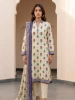 Zellbury 3-Piece Unstitched Printed Lawn Suit Off White