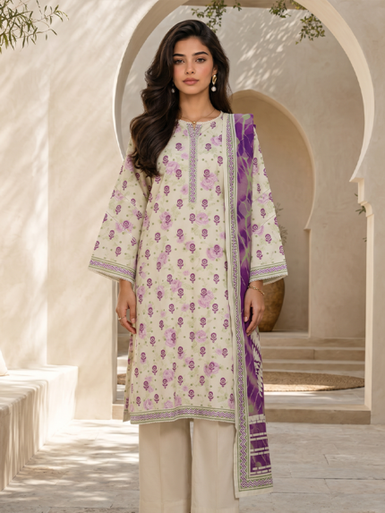 Zellbury 3-Piece Unstitched Printed Lawn Suit Lemon