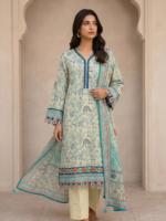 Zellbury 3-Piece Unstitched Printed Lawn Suit Sky Blue