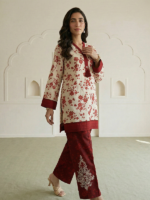 Zellbury 2-Piece Unstitched Embroidered Lawn Suit Beige