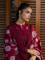 Zellbury  Signature 3-Piece Unstitched Dyed Jacquard Maroon WUS26X30855 - Image 2