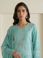 Zellbury 3-Piece Unstitched Printed Lawn Mint Green WUS26X30954 - Image 2