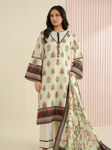 Zellbury 3-Piece Unstitched Printed Lawn Suit Beige