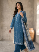 Zellbury 3-Piece Unstitched Printed Lawn Blue WUS26X38056 - Image 2