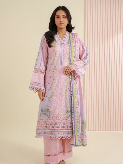 Zellbury 3-Piece Unstitched Printed Lawn Suit Pink