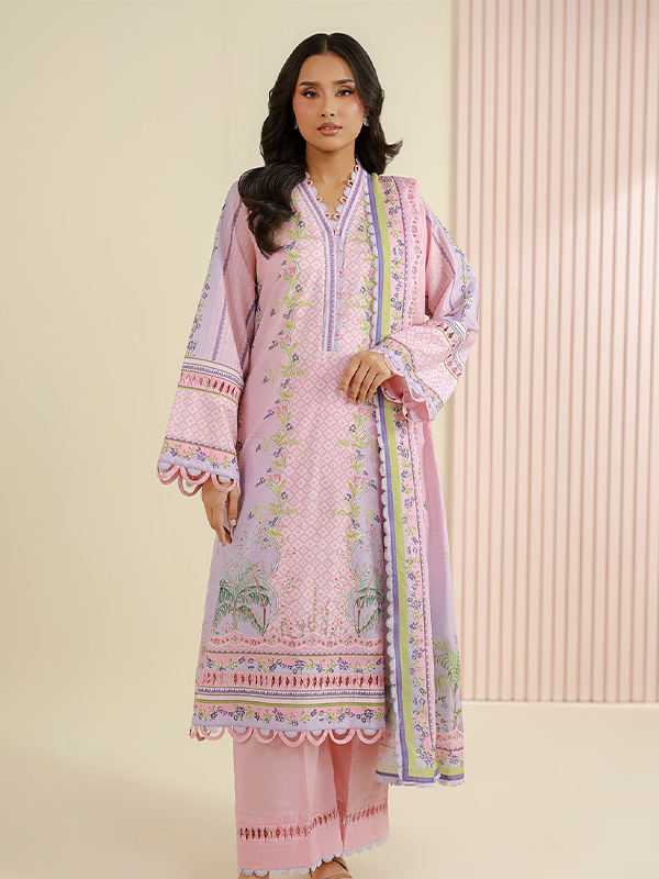 03 Zellbury 3-Piece Unstitched Printed Lawn Suit Pink