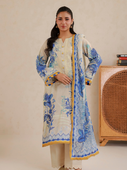 Zellbury Unstitched 3-Piece Embroidered Lawn Off-White