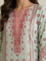 Zellbury 3-Piece Unstitched Printed Lawn Mint Green WUS26X31008 - Image 3