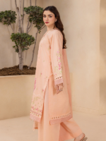 Zellbury 3-Piece Unstitched Embroidered Lawn Peach WUS26E30714 - Image 4