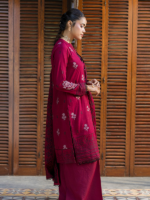 Zellbury  Signature 3-Piece Unstitched Dyed Jacquard Maroon WUS26X30855 - Image 4
