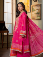Zellbury 3-Piece Unstitched Embroidered Lawn Dark Pink WUS26E30502 - Image 4