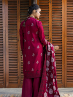 Zellbury  Signature 3-Piece Unstitched Dyed Jacquard Maroon WUS26X30855 - Image 5