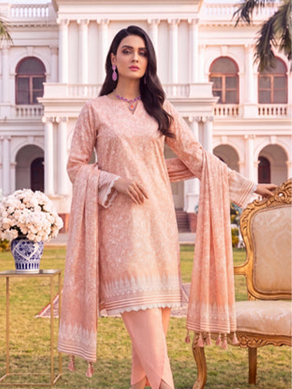 AlZohaib Colors Digital Printed Unstitched Lawn Collection Peach