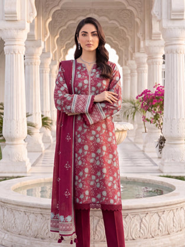 AlZohaib Colors Digital Printed Unstitched Lawn Collection Magenta