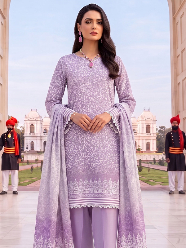 AlZohaib Colors Digital Printed Unstitched Lawn Collection Lilac