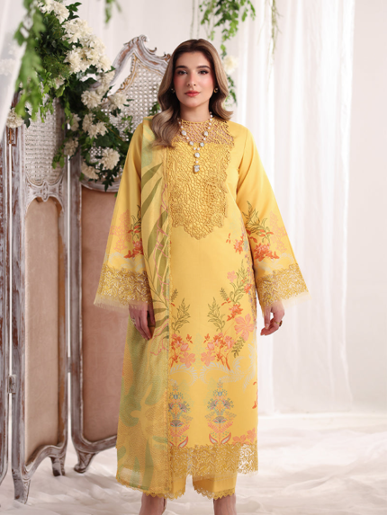 Rang Rasiya Nova Unstitched Embroidered Edit Yellow