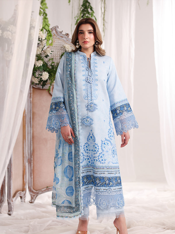 01 Rang Rasiya Nova Unstitched Embroidered Edit Sky Blue